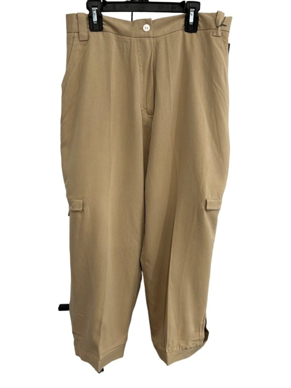 Bobby Chan 8 Beige Tan Silk Cargo Pants Preppy Gorpcore Casual Outdoors NEW